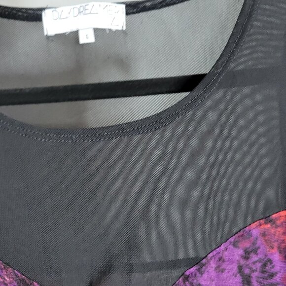 Daydreamer L.A. Floral Print Mesh Tank Top S Black Purple Goth Fairy Whimsigoth - Picture 5 of 5